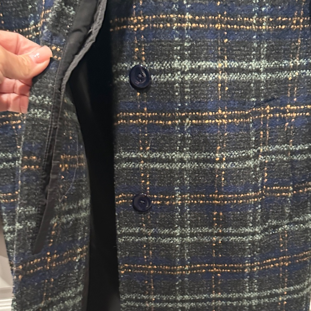 EUC WORN ONE TIME!!!! Jones New York Women's Trench Coat - Black and Green Plaid - Picture 3 of 11